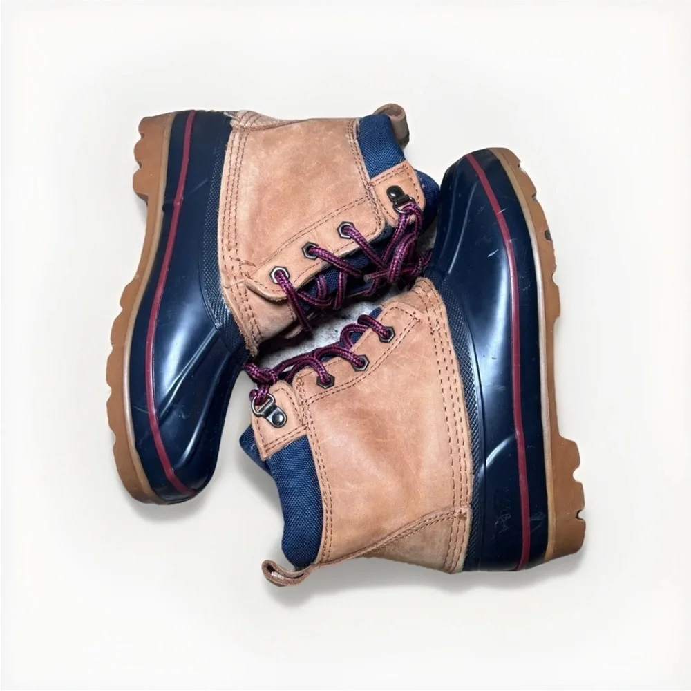 Lands' End Tan and Navy Duck Boots